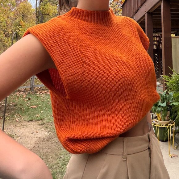 Aritzia Babaton Hazlitt Wool Sweater Vest in Burnt Orange - Picture 6 of 10
